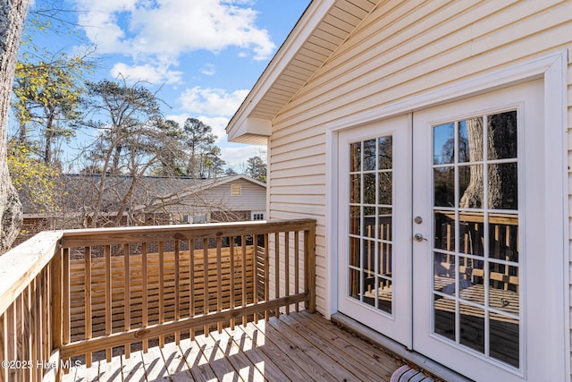 wooden deck with french doors