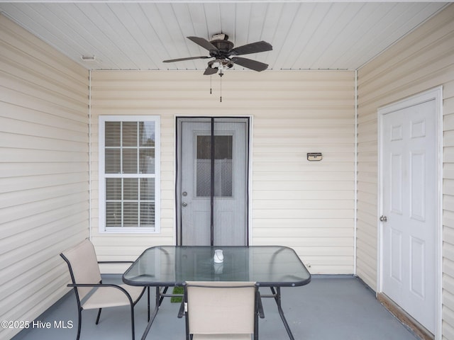 view of patio / terrace featuring ceiling fan