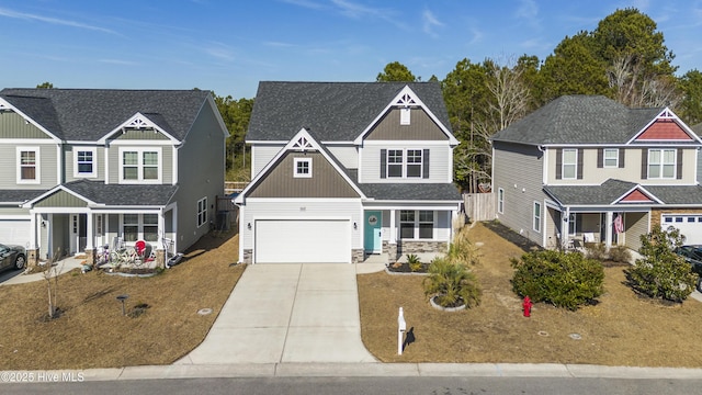 craftsman-style house featuring a garage and covered porch