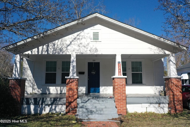 bungalow-style home featuring covered porch