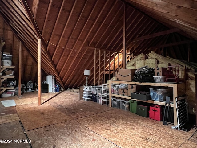 view of unfinished attic