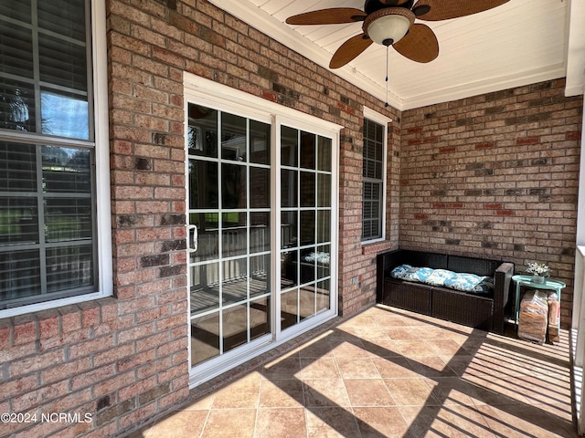 view of patio / terrace with outdoor lounge area and ceiling fan