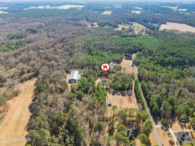 aerial view with a forest view