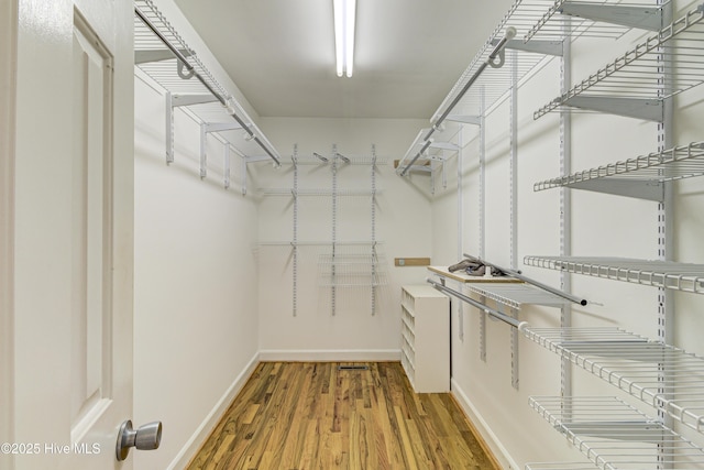 walk in closet featuring hardwood / wood-style flooring