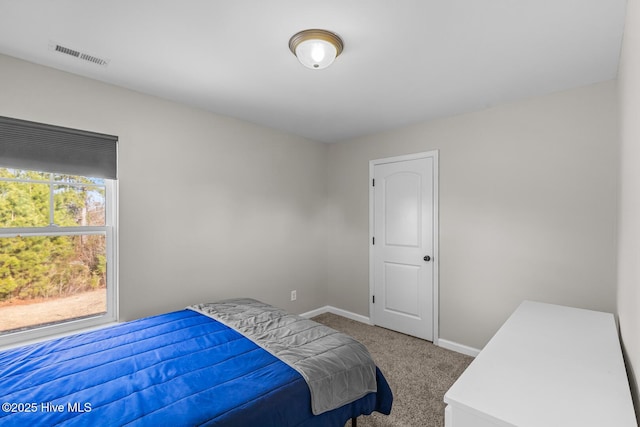 carpeted bedroom featuring multiple windows