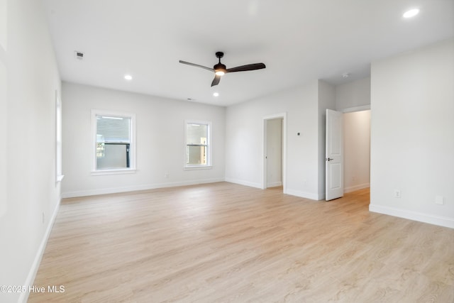 interior space featuring light hardwood / wood-style floors and ceiling fan