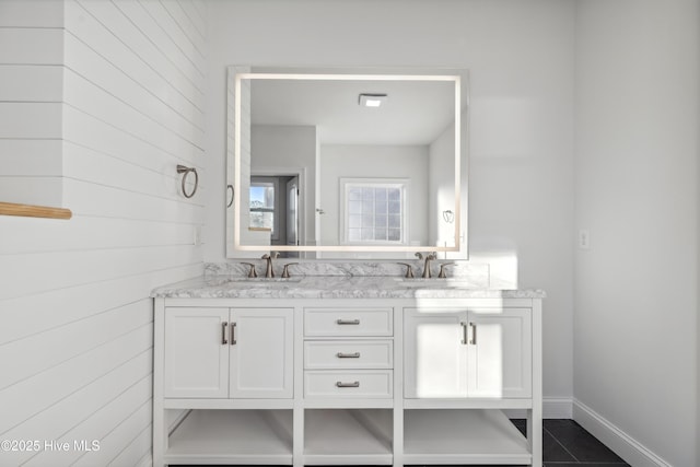 bathroom featuring vanity and tile patterned flooring