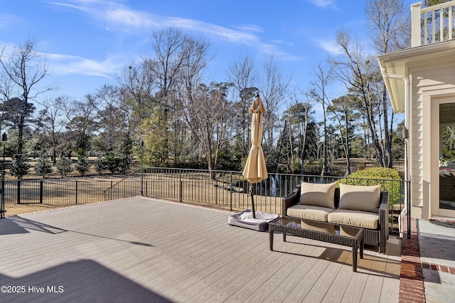 deck with an outdoor living space