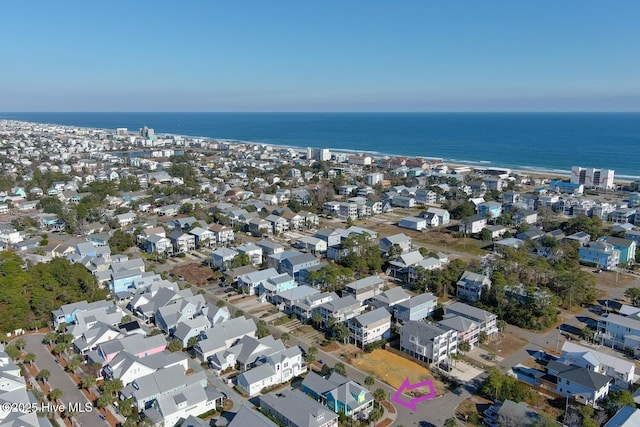 aerial view with a water view and a residential view