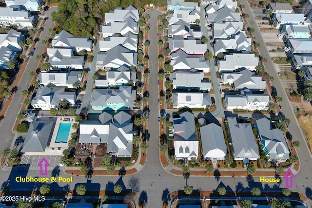 drone / aerial view featuring a residential view