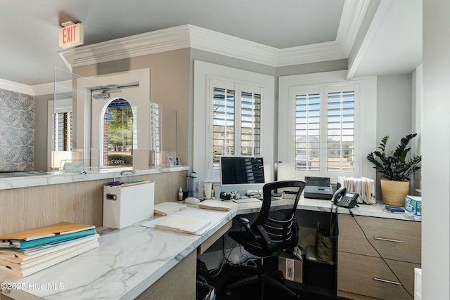 office featuring built in desk