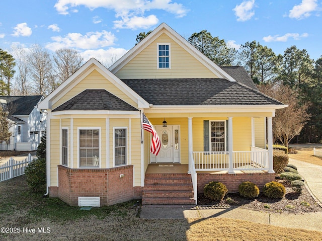 view of front of home featuring covered porch