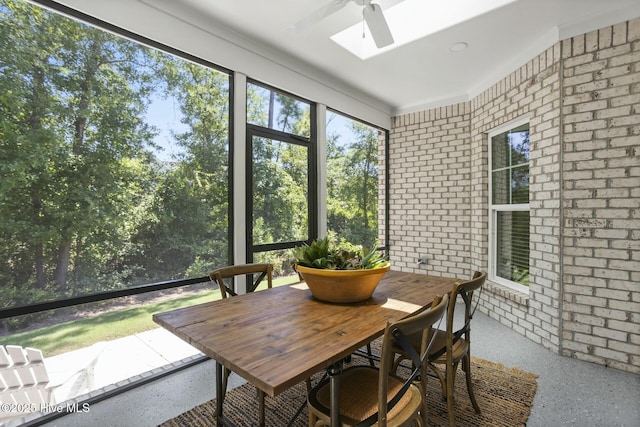 sunroom with a skylight