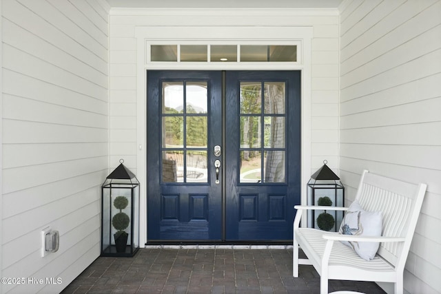 property entrance with french doors