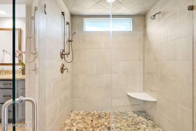 bathroom featuring walk in shower