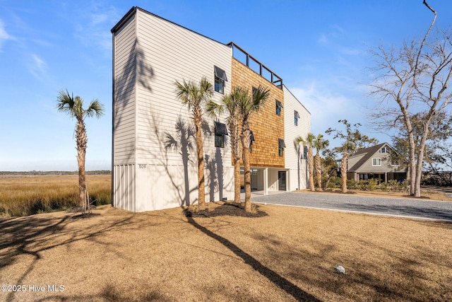 exterior space featuring a garage