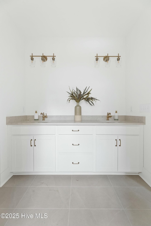 bathroom with vanity and tile patterned floors