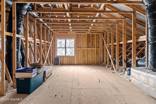 view of unfinished attic