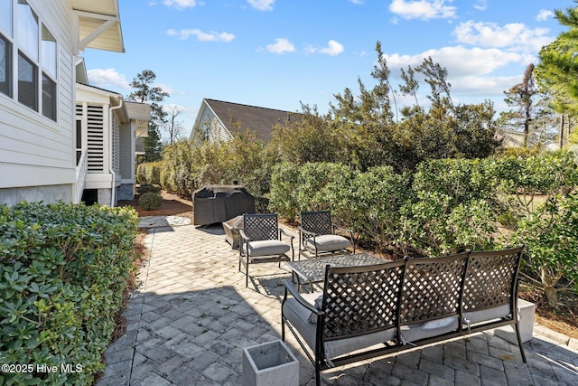 view of patio / terrace featuring a grill