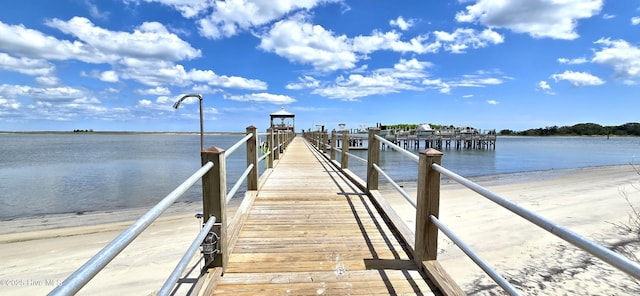 dock area with a water view