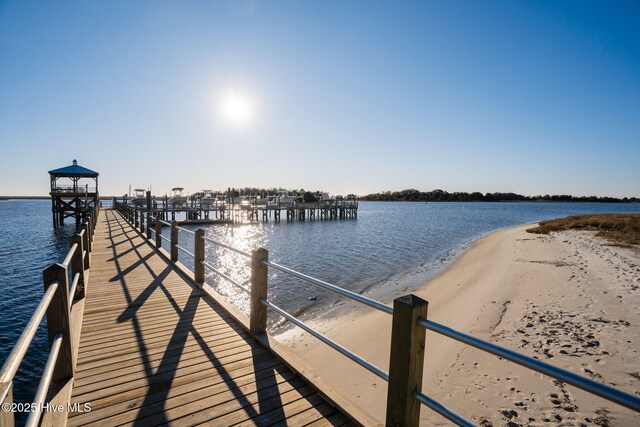 view of dock featuring a water view