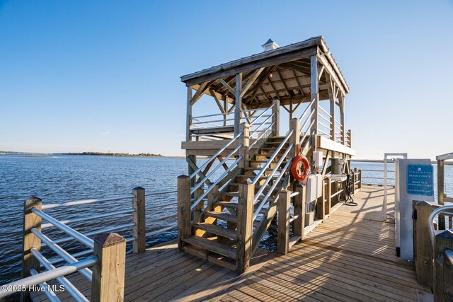 view of dock featuring a water view