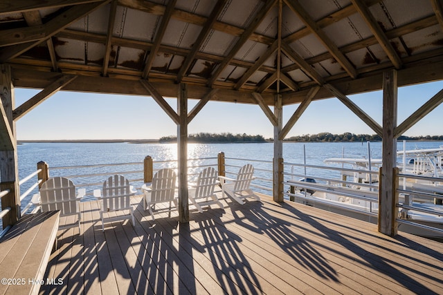 dock area with a water view