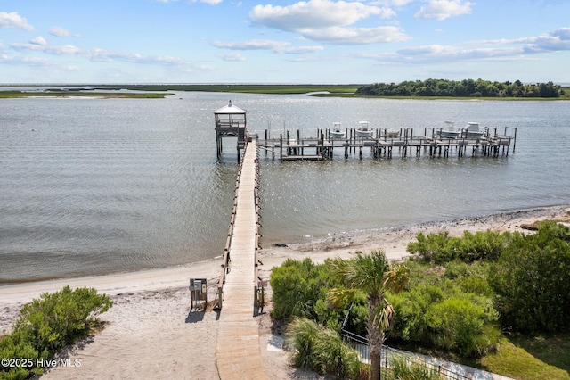 view of dock featuring a water view
