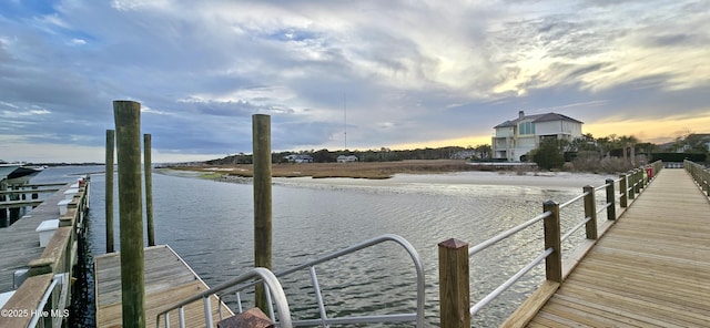 view of dock featuring a water view