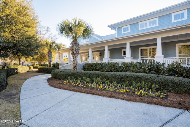 view of home's exterior with a porch