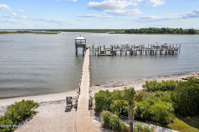 dock area featuring a water view