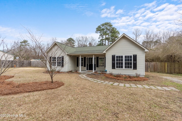 view of front of home with a front yard