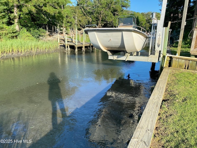 view of dock featuring a water view