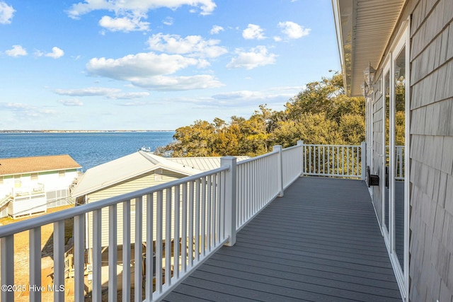 deck with a water view