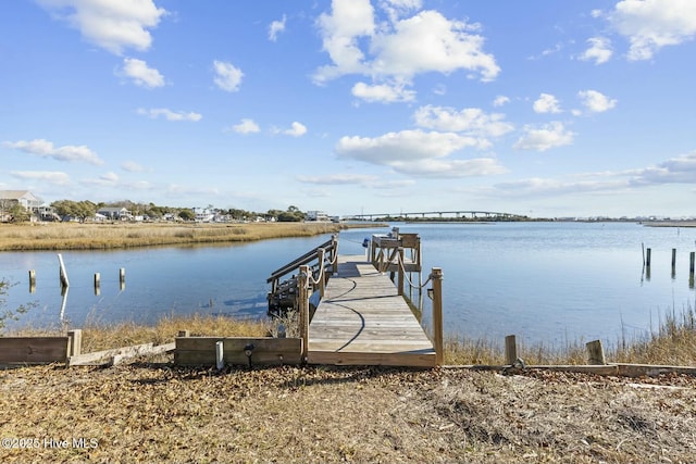 view of dock featuring a water view