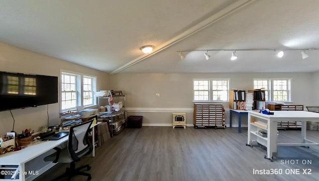 home office featuring hardwood / wood-style floors and a wealth of natural light