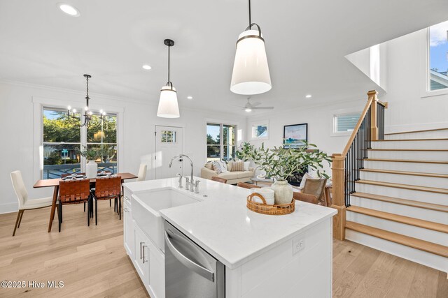 kitchen featuring appliances with stainless steel finishes, light hardwood / wood-style flooring, white cabinets, and tasteful backsplash