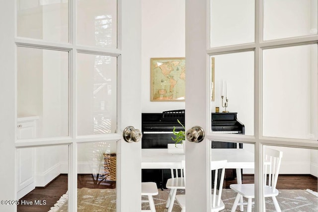 interior space featuring dark wood-type flooring