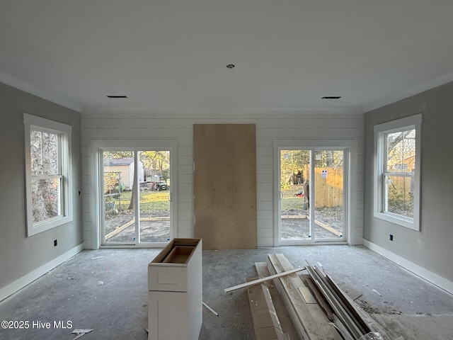 view of unfurnished sunroom