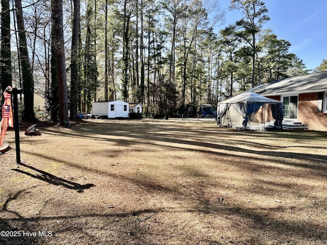 view of yard with an outdoor structure