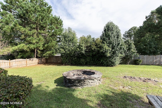 view of yard featuring a fire pit