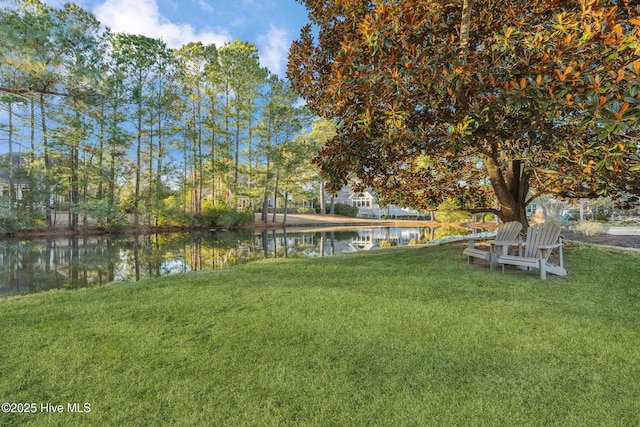 view of yard featuring a water view