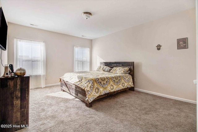 bedroom with carpet flooring and multiple windows