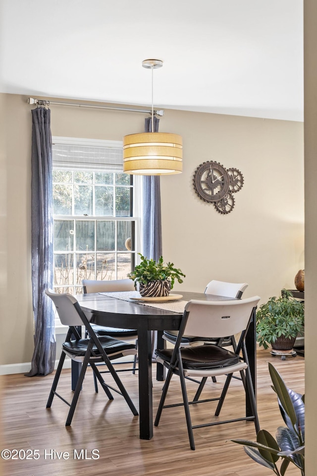 dining area with wood-type flooring