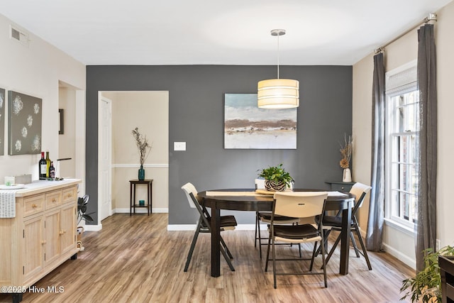 dining room with light hardwood / wood-style flooring