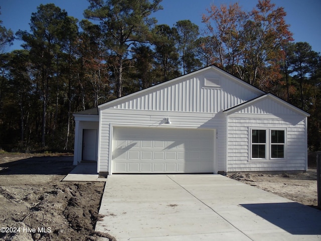 exterior space with a garage