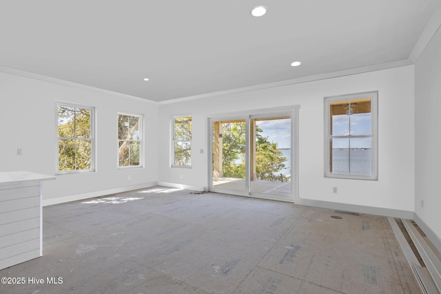 3804 Emerald Dr E, Emerald Isle, NC 28594 - empty room featuring crown molding, recessed lighting, and baseboards