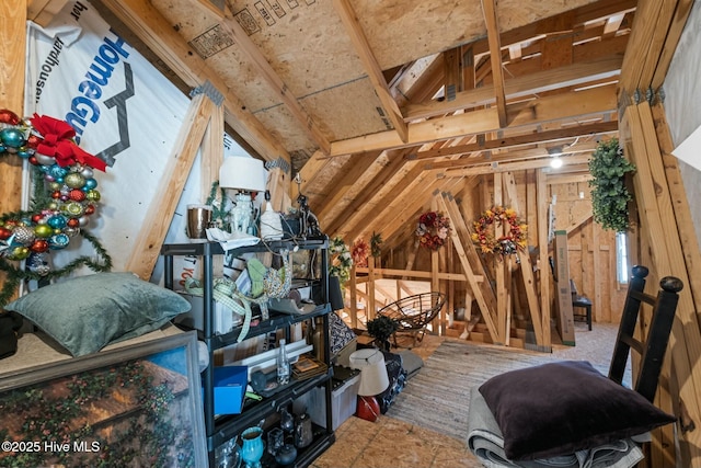 view of unfinished attic