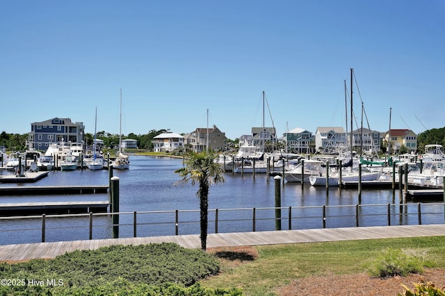 view of dock featuring a water view