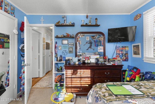 bedroom featuring ornamental molding